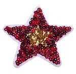 Red-gold star patch with sequins 65 mm