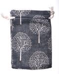 Bag linen gray with trees 10x14cm