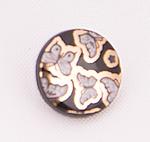 Button 11 mm  black-gold with white butterflies