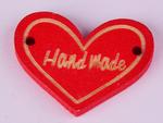 Sewing wooden sign 23x30 mm HAND MADE red heart