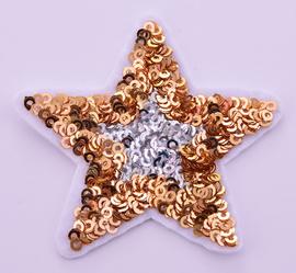  Patch silver-gold star with sequins 65 mm