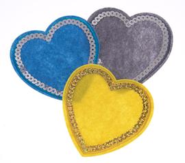 Iron-On transfer heart with sequins 74x74 mm