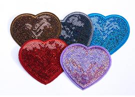 Iron-On transfer heart with sequins 72x82 mm