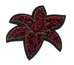 Patch flower glitter 75x60mm