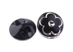 Button black with flower 12.5 mm