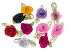 Satin rose with ribbon 25mm / 10pcs