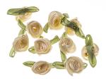 Satin rose with ribbon 25mm / 10pcs