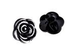 Button black and silver rose 12.5 mm