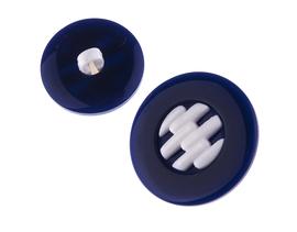 Button 23mm white-blue plastic