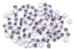 White bead with letters 6x6mm / 100pcs