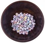White bead with letters Ø7 mm / 100pcs