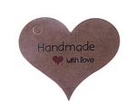 Sign HAND MADE heart 40x26mm/20 pcs