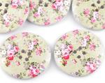 Button 40mm wooden with flowers