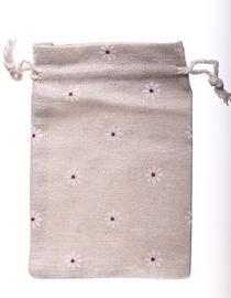 Linen bag flowers 10x14cm
