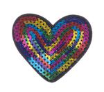 Patch rainbow heart with sequins 70x55mm