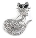 Brooch with rhinestones cat 35x40mm