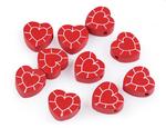 Red heart beads 19x20mm/10pcs