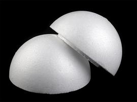 Styrofoam sphere Ø14,5 cm hollow sphere, 2 parts