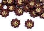 Button 22 mm brown flower