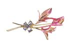 Brooch flower pink 60x30mm