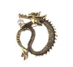 Old brass snake brooch 35mm