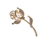 Gold rose brooch 70x30mm