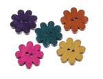 Button wooden flower of colors. mix 21 mm