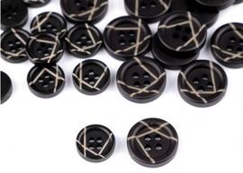 Plastic button 16 mm black-beige
