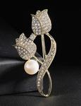 Brooch gold tulip 50x26mm