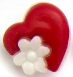 Button 14 mm heart with a flower