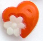 Button 14 mm heart with a flower