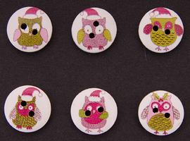 Button 15 mm owl MIX